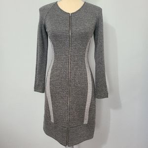 Theory Chayenne Gray Contrast Zip Front Long Sleeve Dress Size 4‎